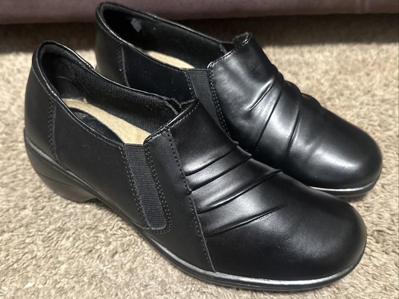 Women's Thom McAn Deidre Black Leather Slip On Clog Shoes Women’s Size 9W