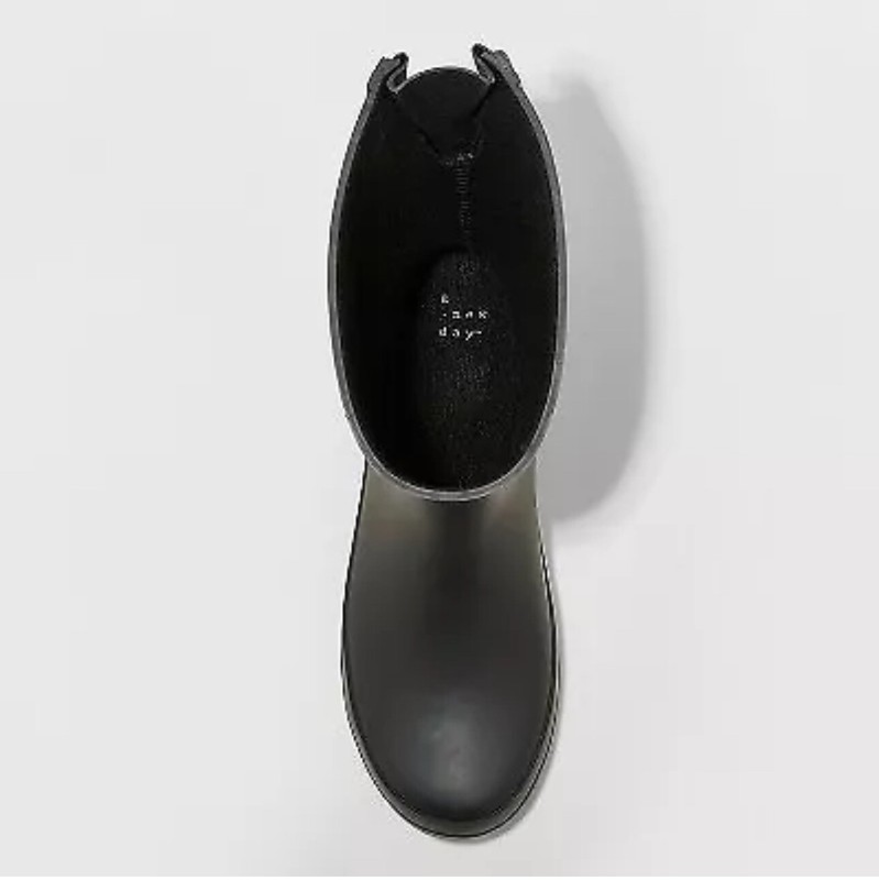 Women's Vicki Wide Width Rubber Rain Boots - A New Day Black 10