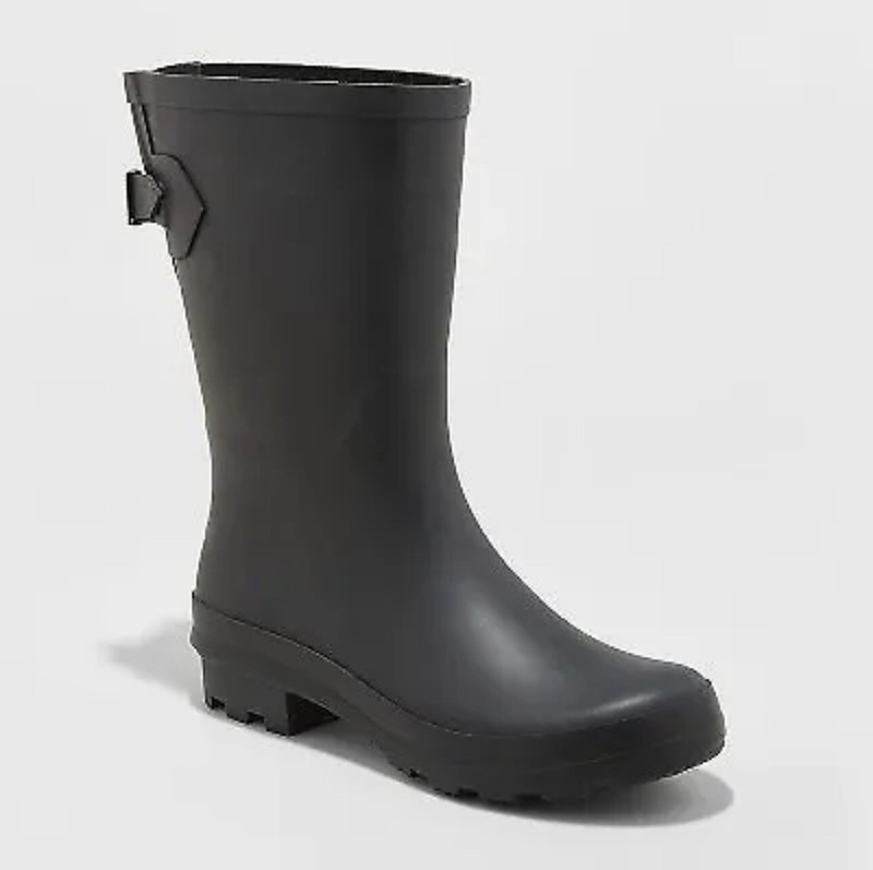 Women's Vicki Wide Width Rubber Rain Boots - A New Day Black 10