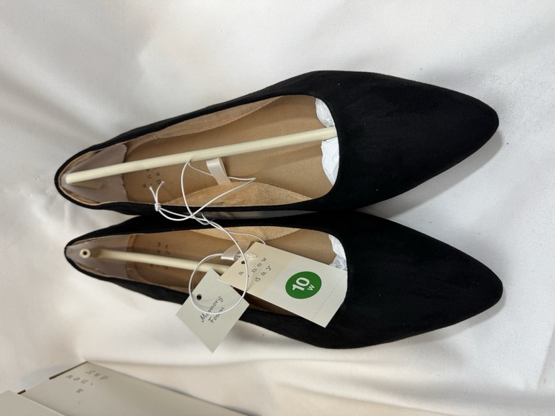 Women's Work Shoes Comfort Corinna Ballet Black Flats 10 Wide Memory Foam Insole