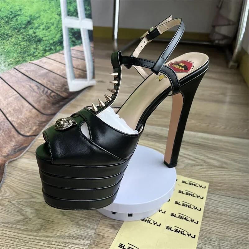 Women Sexy Rivet 16cm High Heel Sandals Platform High Heels Pumps Party Shoes
