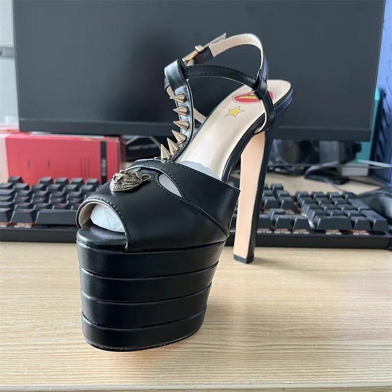 Women Sexy Rivet 16cm High Heel Sandals Platform High Heels Pumps Party Shoes