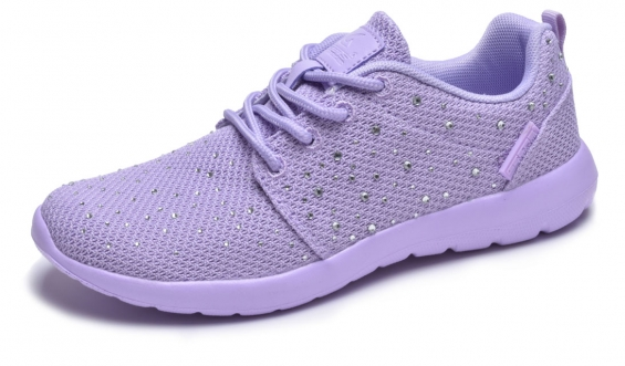 Women Sport Lightweight Laces Mesh Sneakers Rhinestone Athletic Shoes