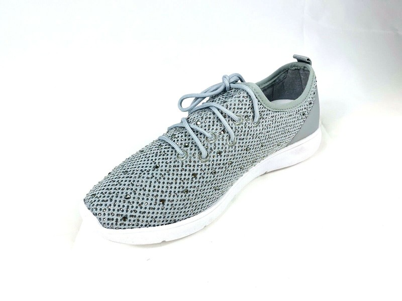 Women Sport Lightweight Laces Mesh Sneakers Rhinestone Athletic Shoes