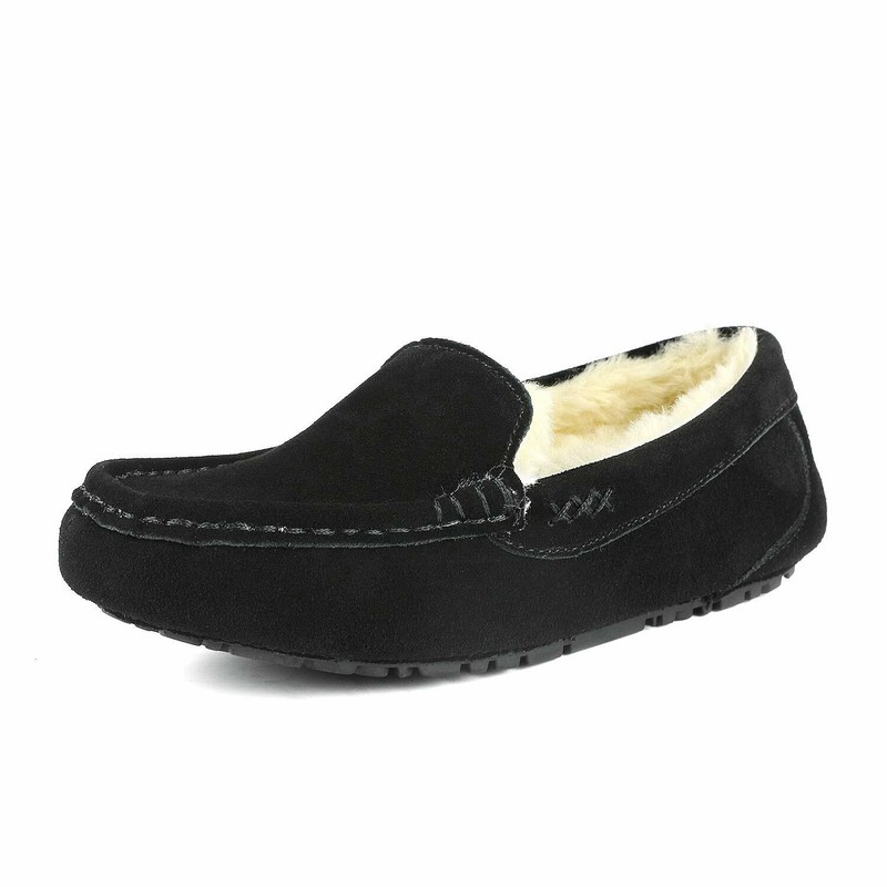 Women Winter House Loafer Shoes Fur Lined Warm Moccasin Slip On Comfort Slippers