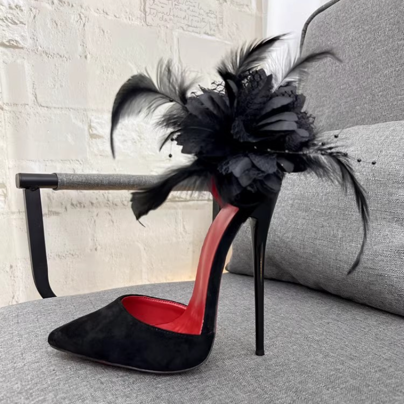 Womens 16Cm High Heels Pumps Faux Suede Stiletto Pointed Toe Sexy Party Shoes