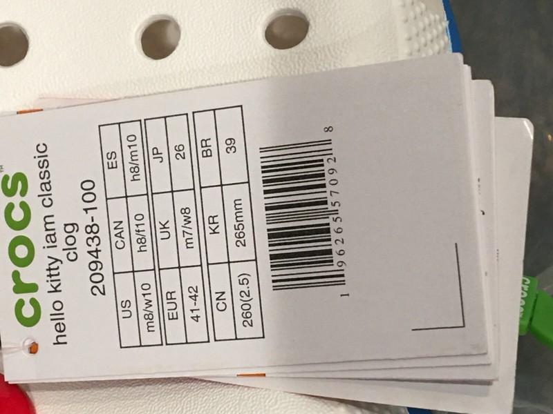 Womens Crocs Hello Kitty Classic Clog Shoes Size 10 (also Mens Size 8)