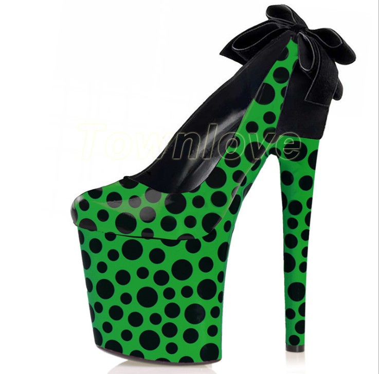 Womens Fashion Sweet Round Toe Wave Point Velvet Bowknot Dress Shoes High Heels