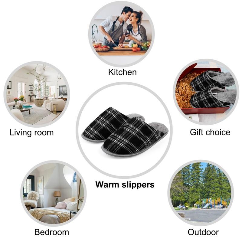 Womens Mens Memory Foam Slippers Fuzzy Lined Indoor Comfort Slip On House Shoes