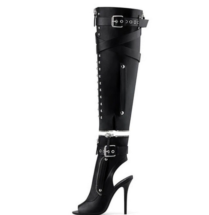 Womens Plus Sz Slingbacks Over The Knee Open Toe High Heels Sexy Nightclub Boots