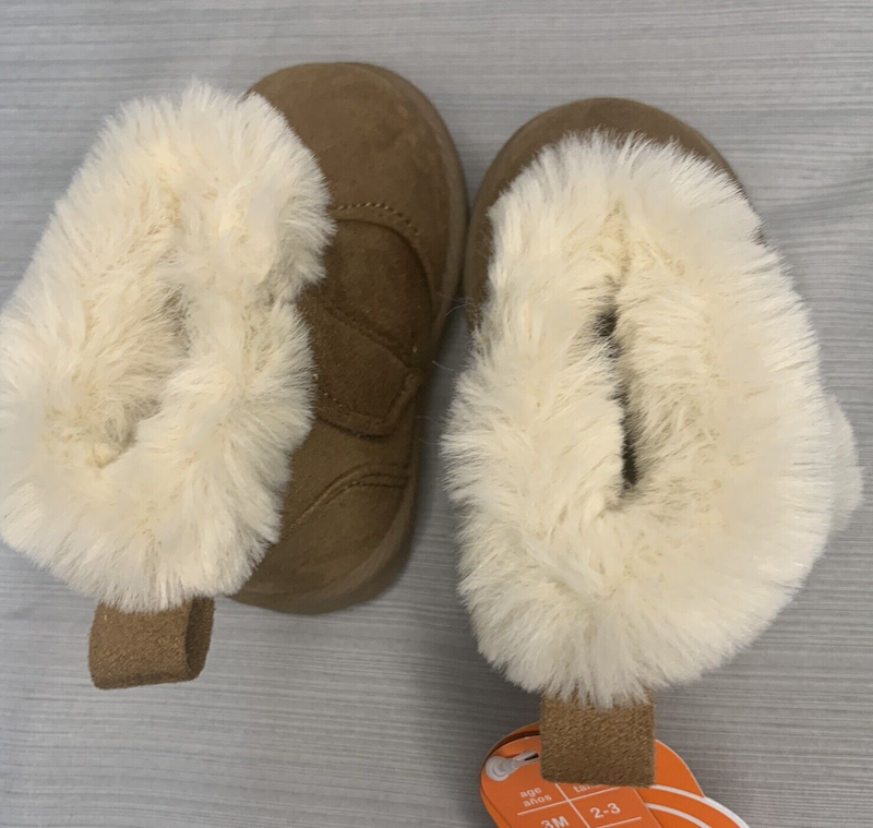 Wonder Nation Baby Infant Fur Lined Tan Suede Boots Size 2 New With Tags Boot