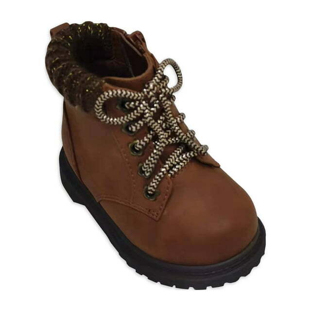 Wonder Nation Baby Toddler Girls Brown Sweater Lined Moto Boots Shoes: 2-6