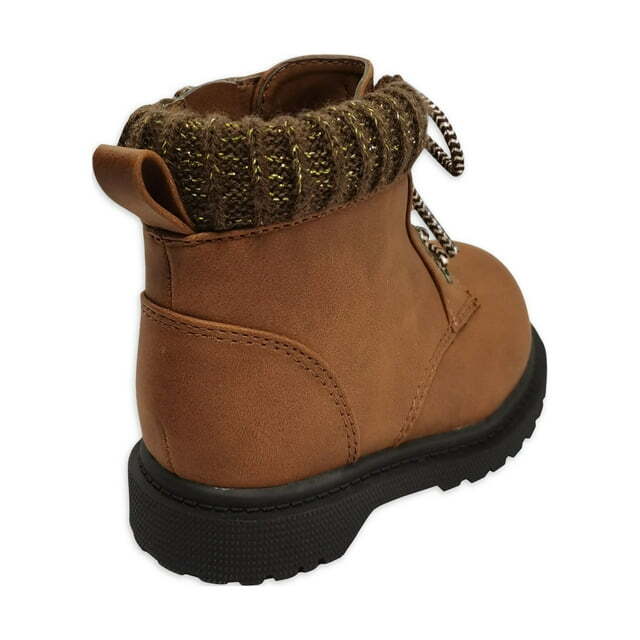 Wonder Nation Baby Toddler Girls Brown Sweater Lined Moto Boots Shoes: 2-6