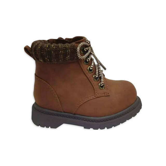 Wonder Nation Baby Toddler Girls Brown Sweater Lined Moto Boots Shoes: 2-6