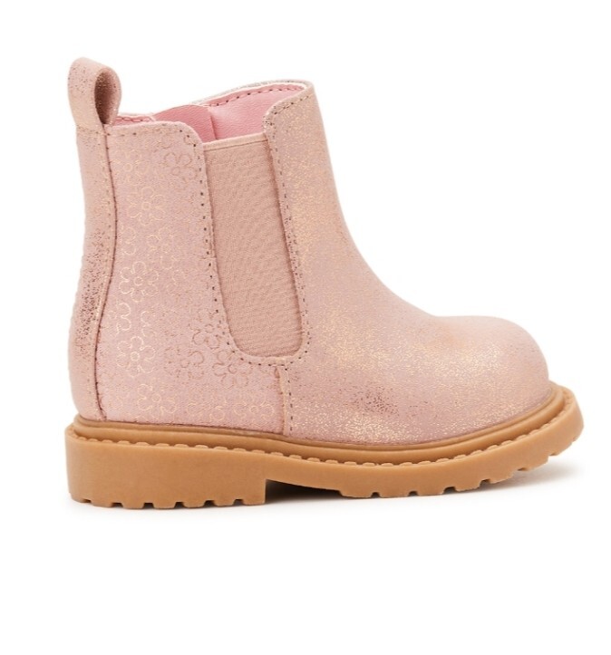 Wonder Nation Baby Toddler Girls Pink Glitter Chelsea Lug Sole Boots Shoes: 2-5