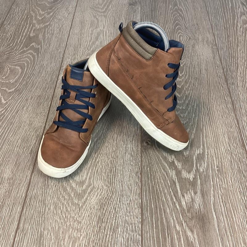 Wonder Nation-Boy's mid-top lace-up brown shoes size 4