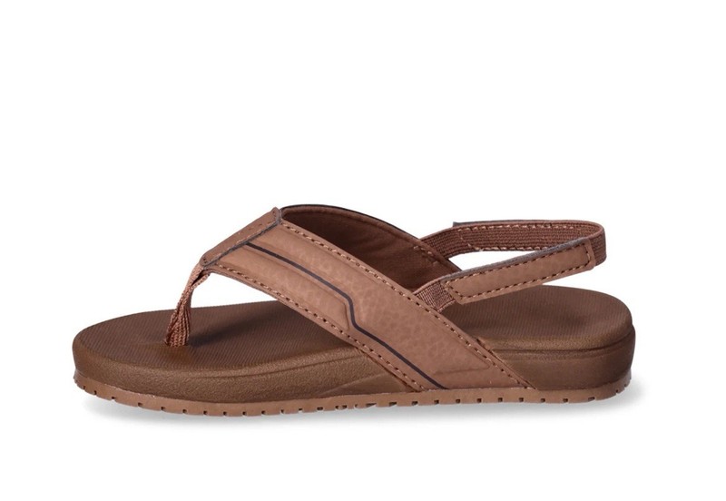 WONDER NATION Boys Size 11-12 Casual Flip Flop Sandals Ankle Strap • Brown