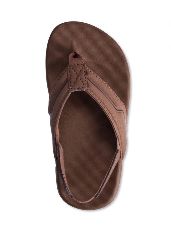 WONDER NATION Boys Size 11-12 Casual Flip Flop Sandals Ankle Strap • Brown