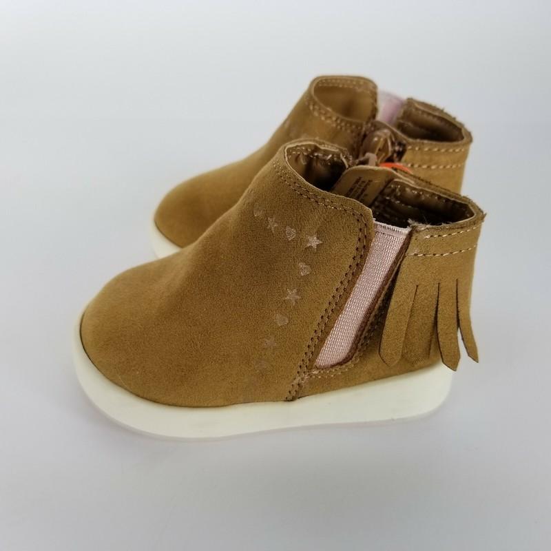 Wonder Nation Brown Fringe Infant Girls Sz 2 Faux Leather Baby Boots Non Marking