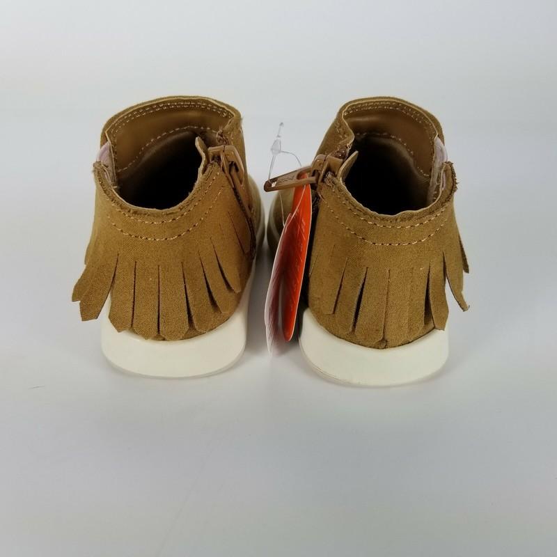 Wonder Nation Brown Fringe Infant Girls Sz 2 Faux Leather Baby Boots Non Marking