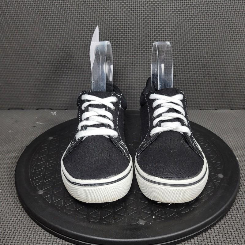 Wonder Nation Casual Shoes Youth Sz 1 Black White Canvas Lace Up Sneakers