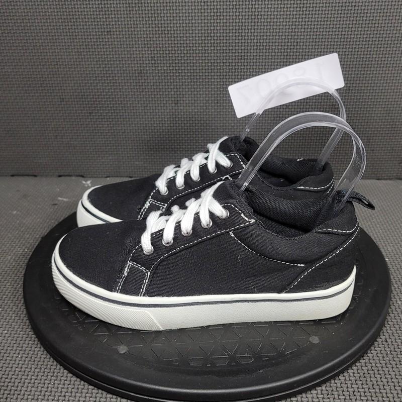 Wonder Nation Casual Shoes Youth Sz 1 Black White Canvas Lace Up Sneakers