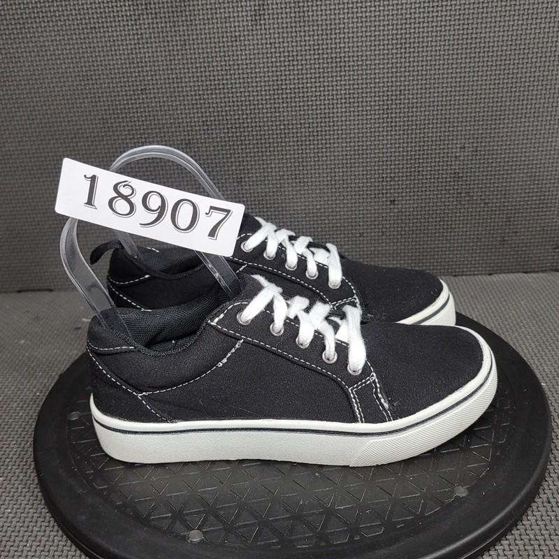 Wonder Nation Casual Shoes Youth Sz 1 Black White Canvas Lace Up Sneakers