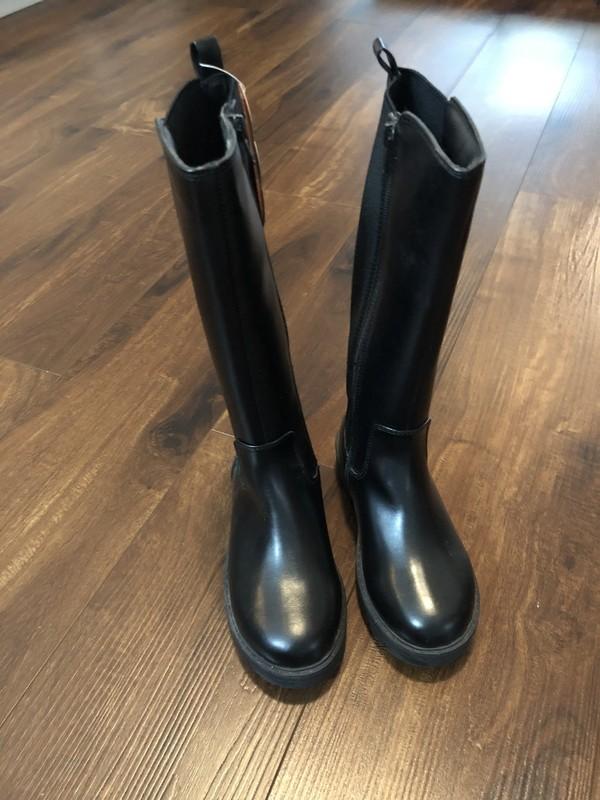 Wonder Nation Faux Tall Riding Boots Girls Size 13 Youth Black Rubber Basic