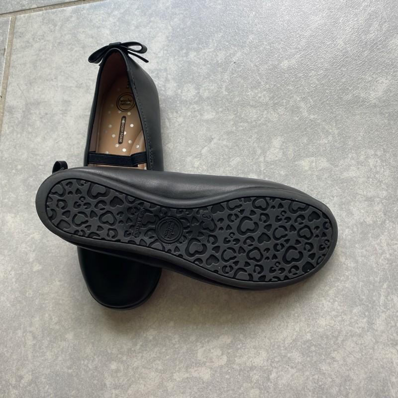 Wonder Nation Girls 3 Black Memory Foam Ballet Flats Dress Shoes Faux Leather