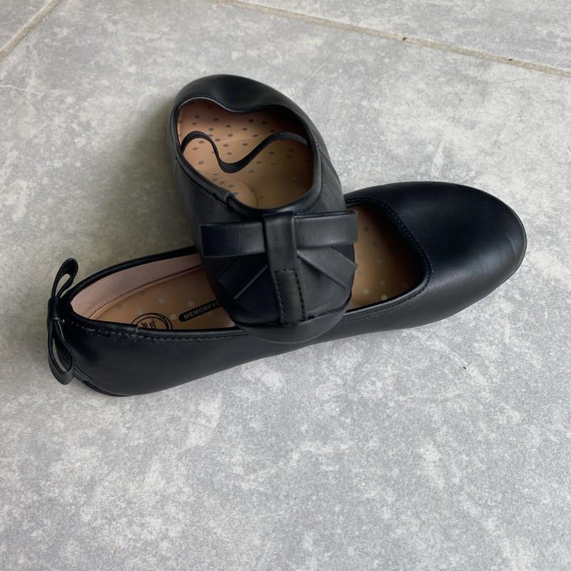 Wonder Nation Girls 3 Black Memory Foam Ballet Flats Dress Shoes Faux Leather