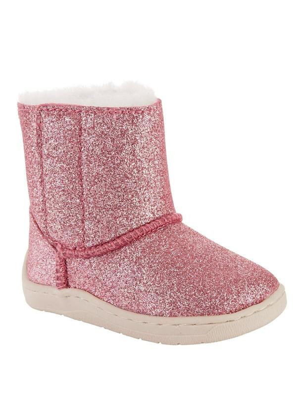Wonder Nation Girls Infants Faux Shearling Boots Size 4 Pink Glitter Color NEW