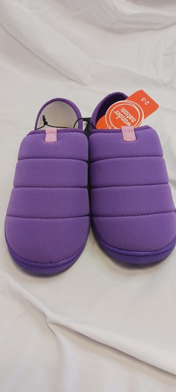 Wonder Nation Girls Purple Slippers Slip On Shoes Size 2-3 New With Tags