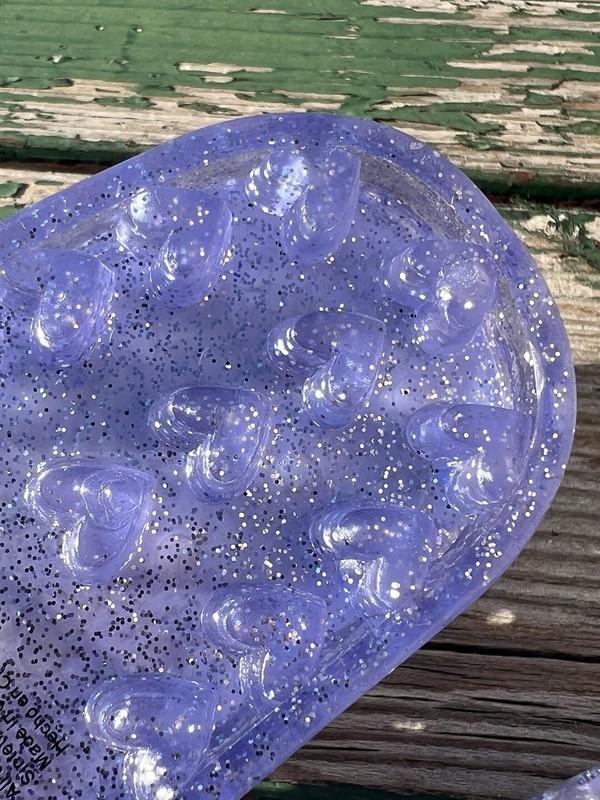 WONDER NATION Girls Size 9 Jelly Flats Sandals Hearts Flowers Glitter • Purple