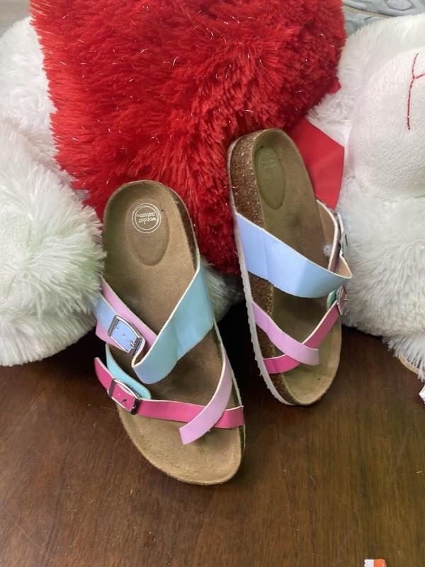 Wonder Nation Kids Girls Clear Glitter Breathable Summer Sandals Size Os