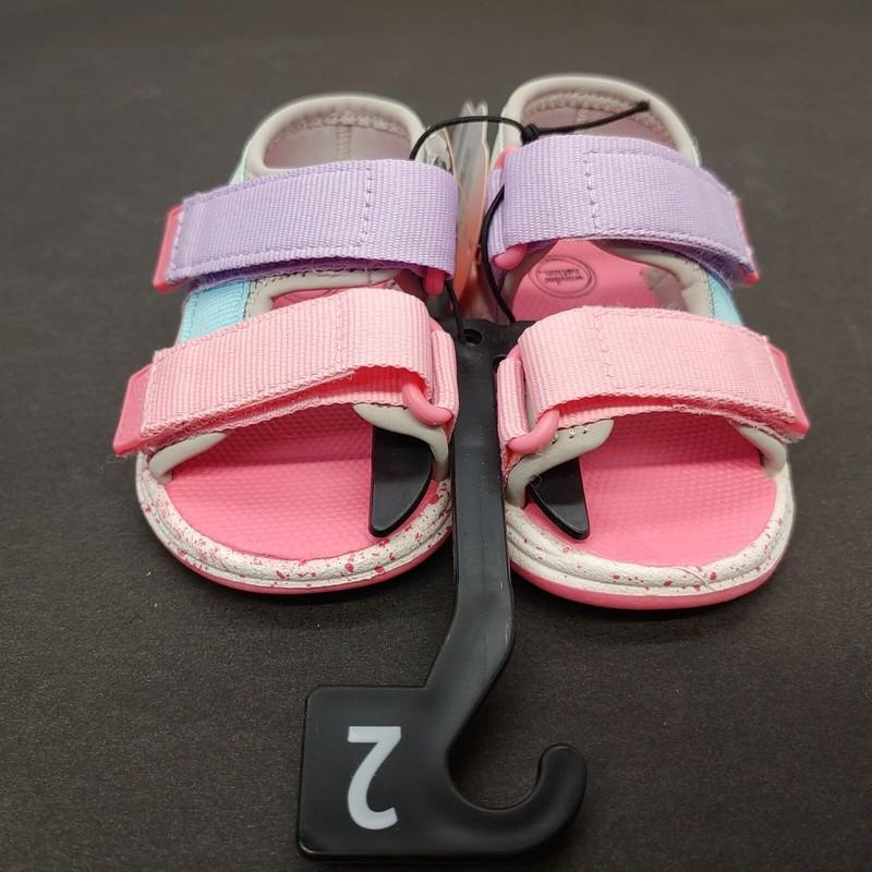 Wonder Nation Nature Colorblock Sandals Baby Girls Size 2 Adjustable Pink Purple