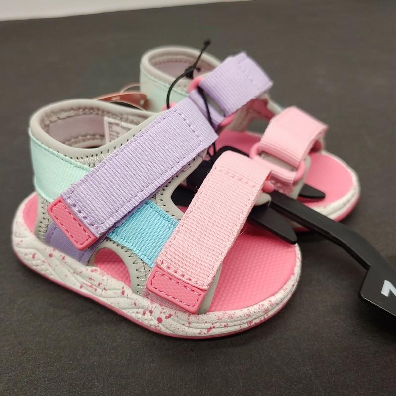 Wonder Nation Nature Colorblock Sandals Baby Girls Size 2 Adjustable Pink Purple