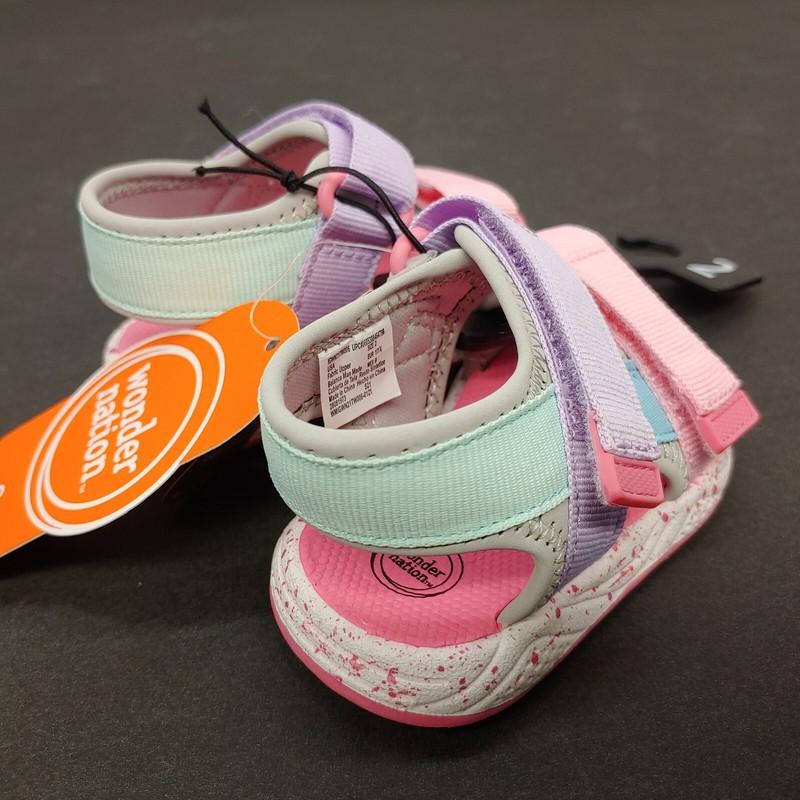 Wonder Nation Nature Colorblock Sandals Baby Girls Size 2 Adjustable Pink Purple