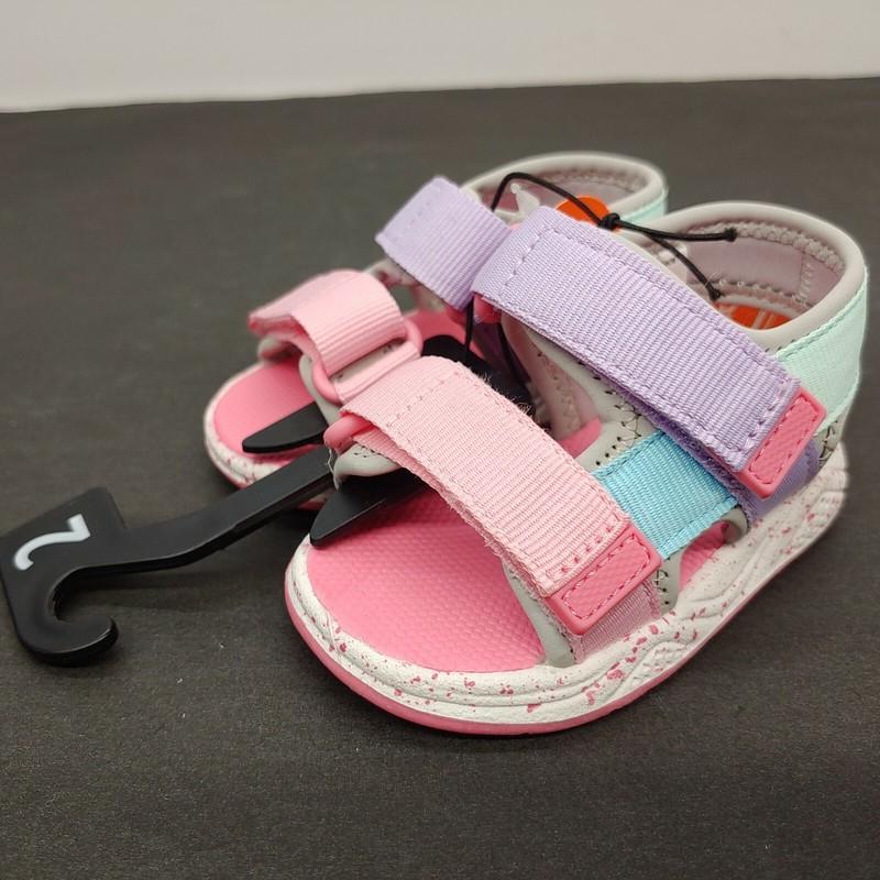 Wonder Nation Nature Colorblock Sandals Baby Girls Size 2 Adjustable Pink Purple