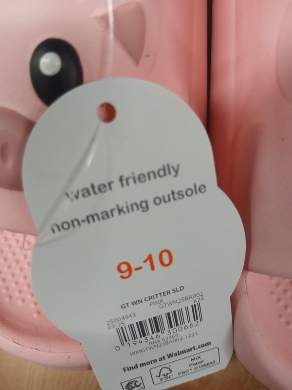 Wonder Nation Pink Critter Slides NWT Girl Toddler Size 9-10