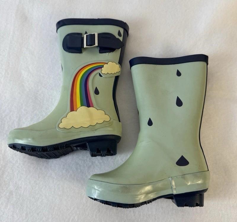 Wonder Nation Rain Boots Girls US 5/6 Toddler Girls Multicolor Rainbow Pull-On