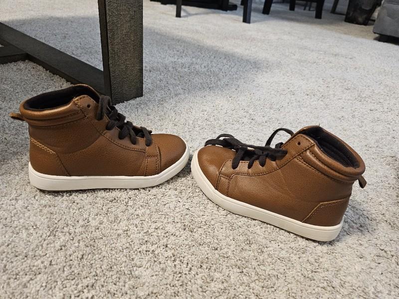 Wonder Nation Shoes Boys Size 12 Casual Sneakers Brown Leather Lace Up High Top