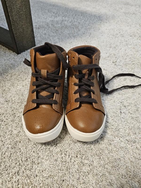 Wonder Nation Shoes Boys Size 12 Casual Sneakers Brown Leather Lace Up High Top