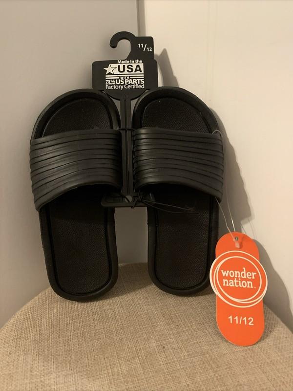 Wonder Nation Slides Sandals Toddler Size 11/12 Black NWT’s
