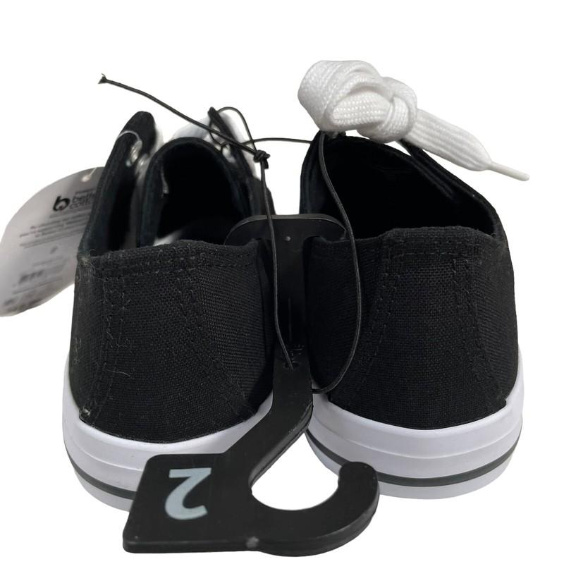 Wonder Nation Sneakers Youth Boys Size 2 Black White Canvas Cap Toe Lace Up