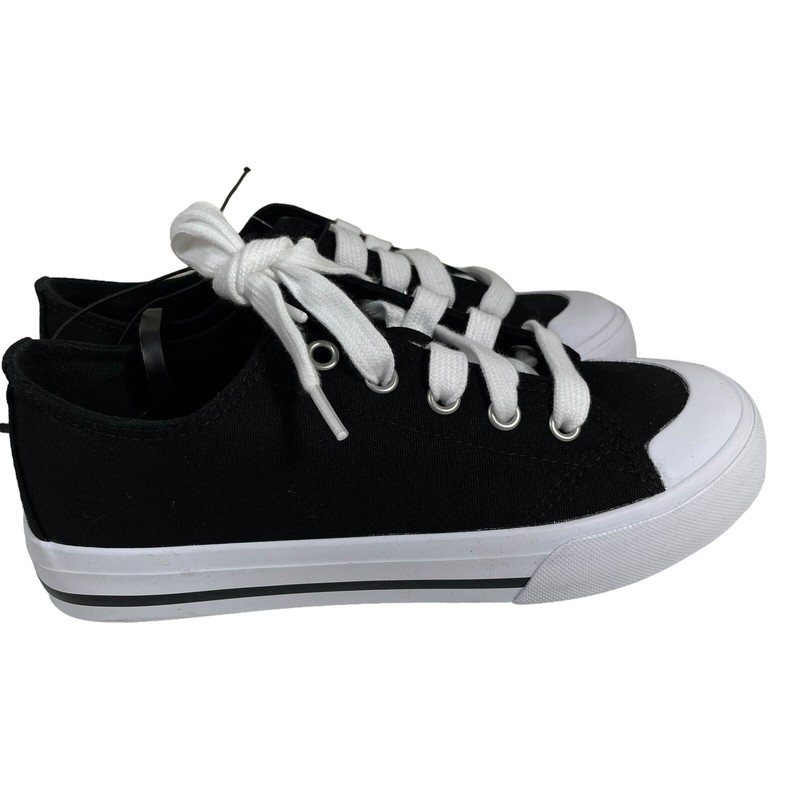 Wonder Nation Sneakers Youth Boys Size 2 Black White Canvas Cap Toe Lace Up