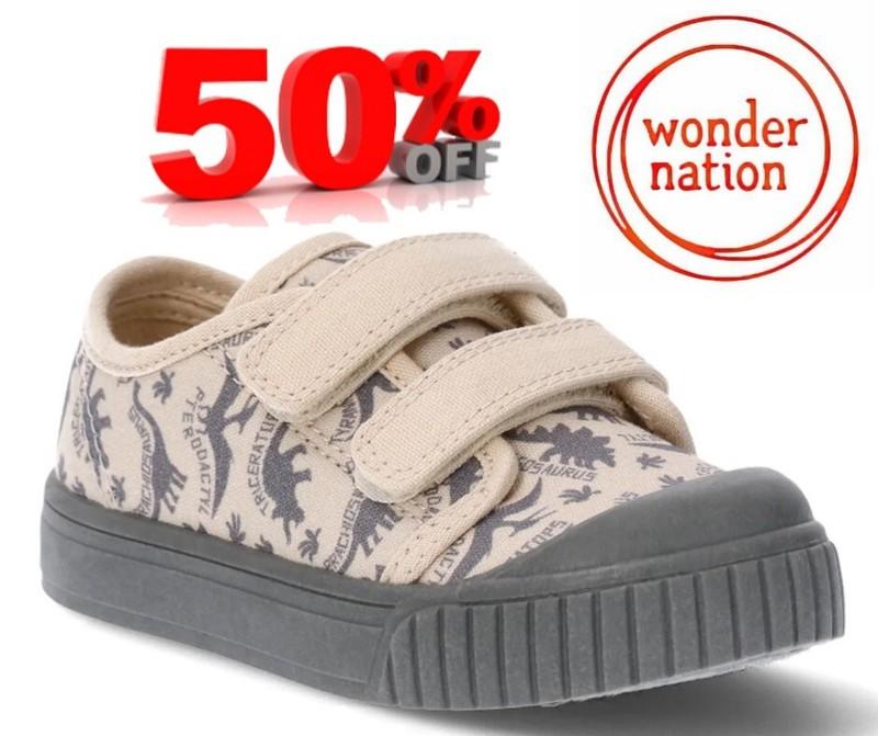 Wonder Nation Toddler Boys Size 12 Dinosaurs Two-Strap Bump Toe Sneakers Shoes