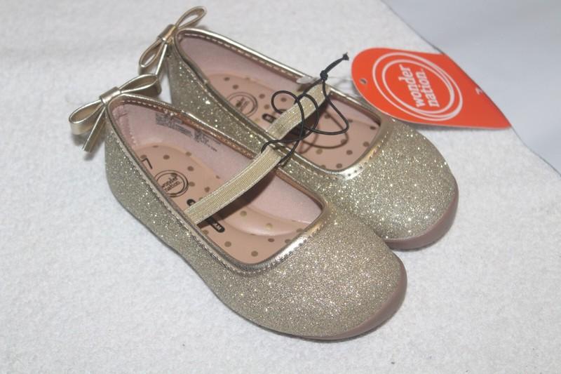 Wonder Nation Toddler Girl’s Shimmery Gold Ballerina Style Flats NWT
