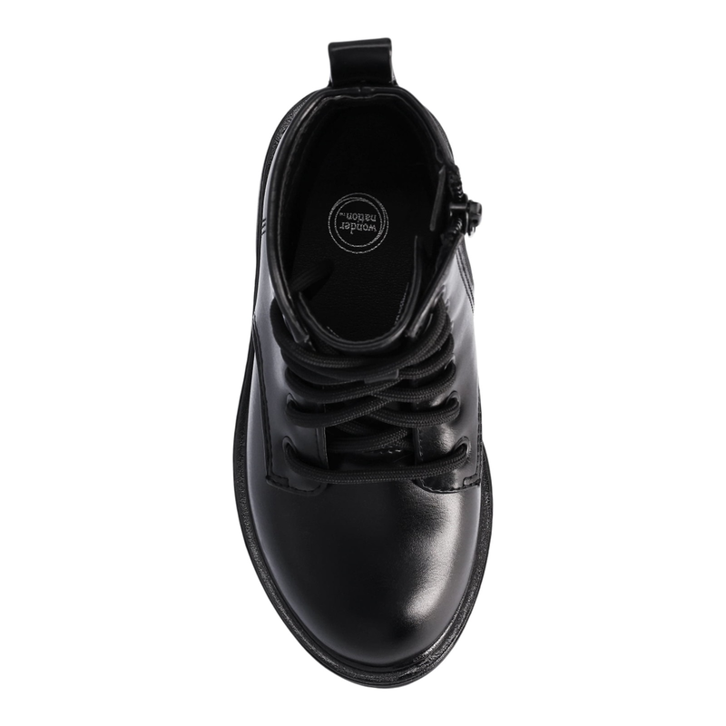 Wonder Nation Toddler Girls Black Lace-Up Lug Sole Combat Boots Shoes: 7-9