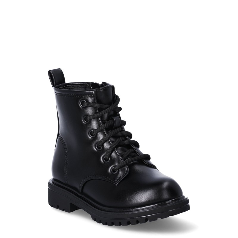 Wonder Nation Toddler Girls Black Lace-Up Lug Sole Combat Boots Shoes: 7-9