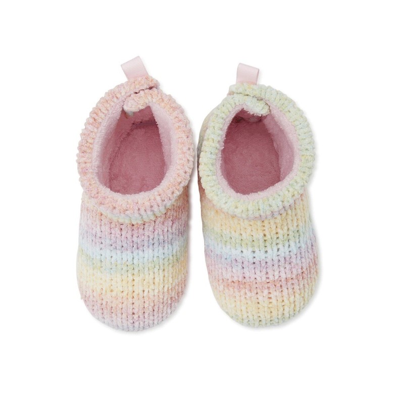 WONDER NATION Toddler Girls Size 5 Rainbow Soft Chenille Knit Bootie Slippers